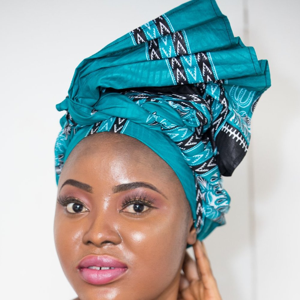 African Dashiki Head Wrap - Teal